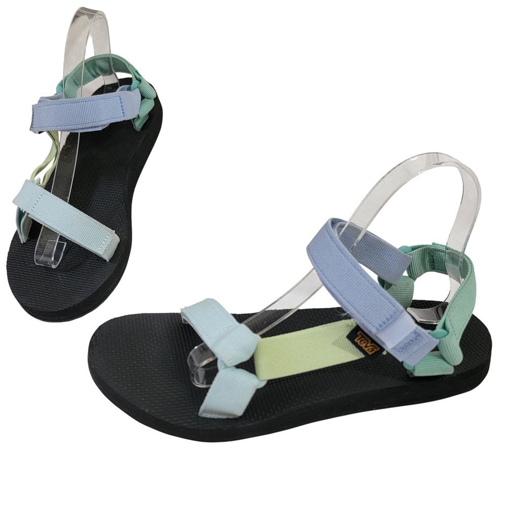 Teva Original Universal Sandals Womens  Sz 9 Pastel Blue Multi Color Strappy EUC